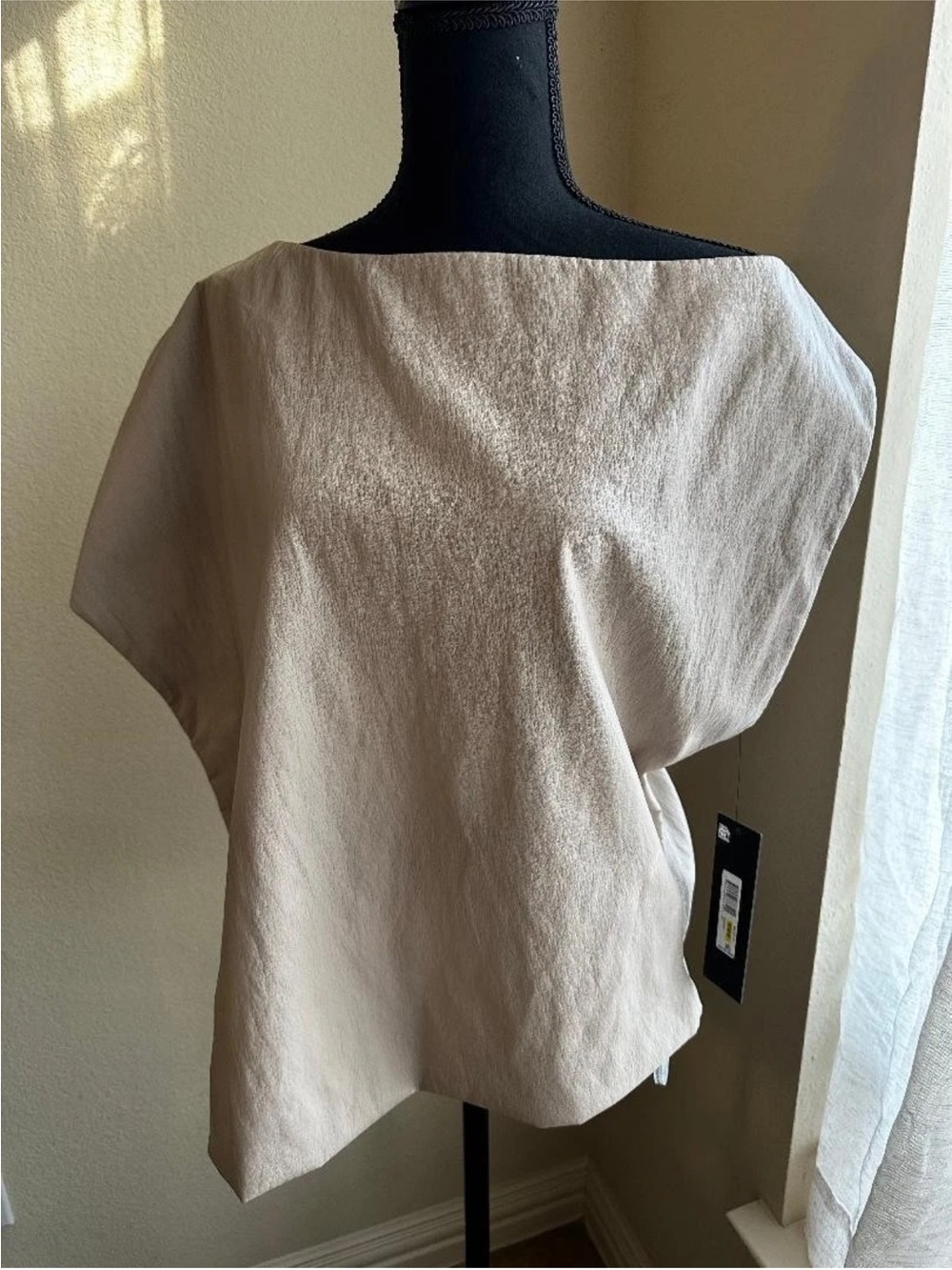 Donna Karan New York Faux Leather Asymmetric Off Shoulder Top Size M NWT
